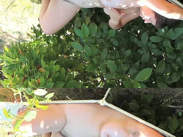 Betty Fingers Her Chubby Hairy Pussy In The Great Outdoors And She Squeezes Her Nipples On Her Huge Tits