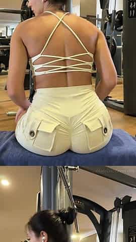 Tight Shorts Gym Workout with Back and Booty Focus