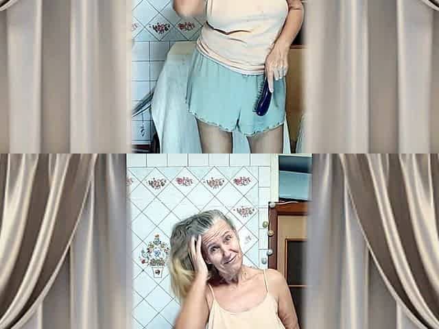 Hot Housewife Lukerya Dances in the Kitchen in the Morning.