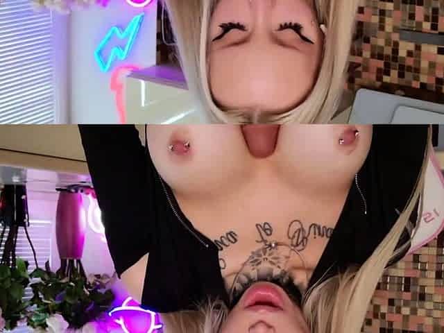 Busty blonde solo pussy toying