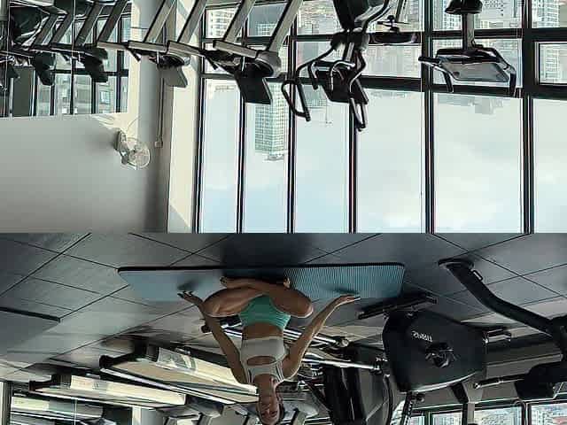 Yoga in Petite Butt Shorts at the Gym