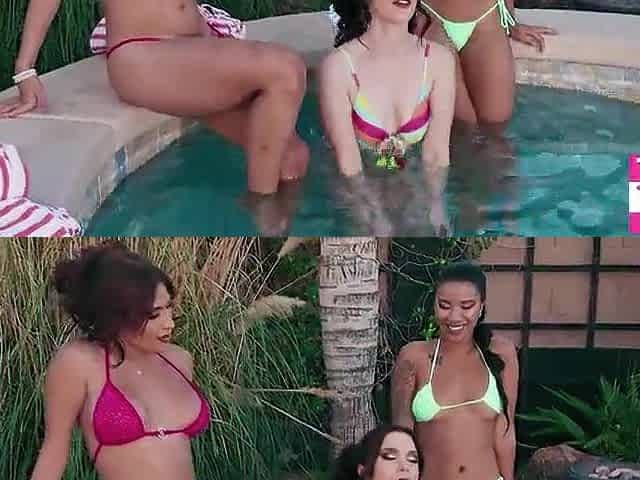 Avery Craving, Nicole Vaunt and Ameena Green Get Down and Indecent in the Pool