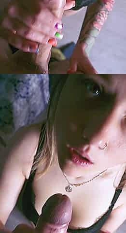 Real blonde amateur giving a POV blowjob