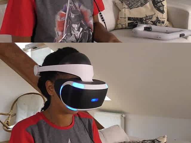 Playstation VR Play of Black Teens Fantasies in a Lace Underware
