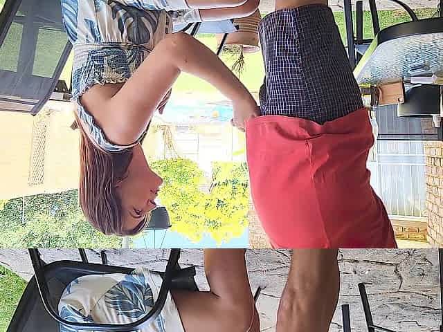 Neighbors wife sucking my jock outdoor