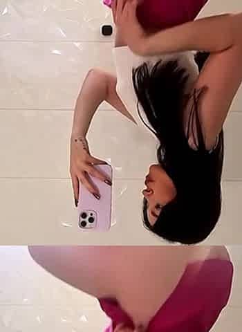 Hot Sexy Amateur Beautiful College Girl Flashes Pussy by Taking off Her White Cotton Panties in the Bathroom