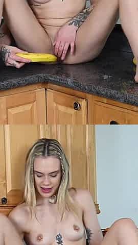 Dylan Moore Uses a Banana in Her Huge Pussy Lips