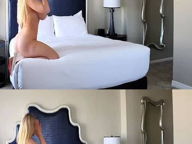 Cute blonde with big boobs solo