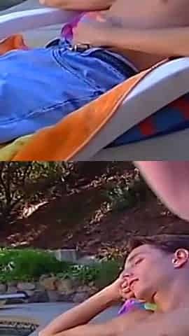 Hot 20 Year Old Blonde Fucked in the Pool and Gets Her Mouth Full of Cum