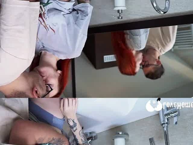 Redhead likes to screw in steam hawt shower