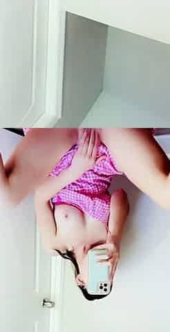 Erotic solo masturbation with teen brunette