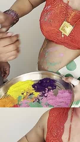 Fucking My Hot Aunt in Holi on Stairs