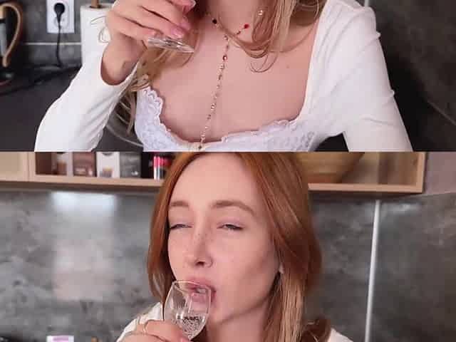 Sexy Busty Redhead Stepmother Seduces Stepson - Blowjob