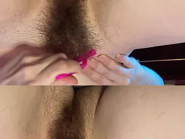 I shave my very shaggy twat bush and backdoor with a razor rarely movie scene