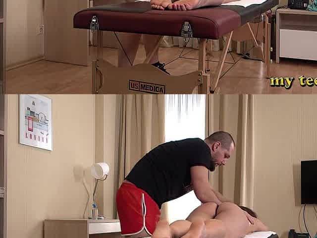 Peculiar massage for angels -banged with a toy and masturbated about her feet