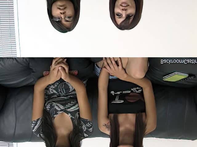 Two hot chicks undressing and showing her cock sucking talents
