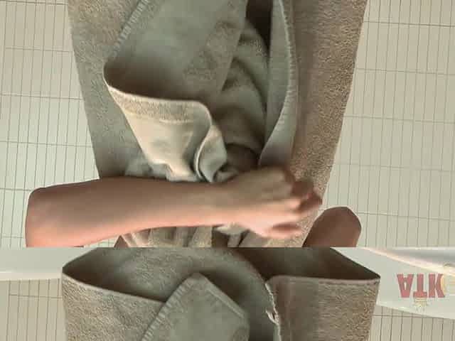 This super cute brunette hair lathers and rinses her hawt skinny body in the shower