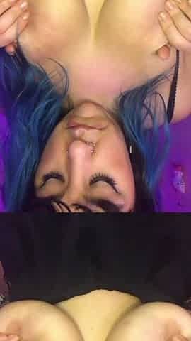 Chubby Girl Sucking Her Breasts