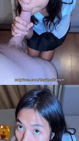 18yo Thai Student in Uniform Cannot Handle Big White Dick
