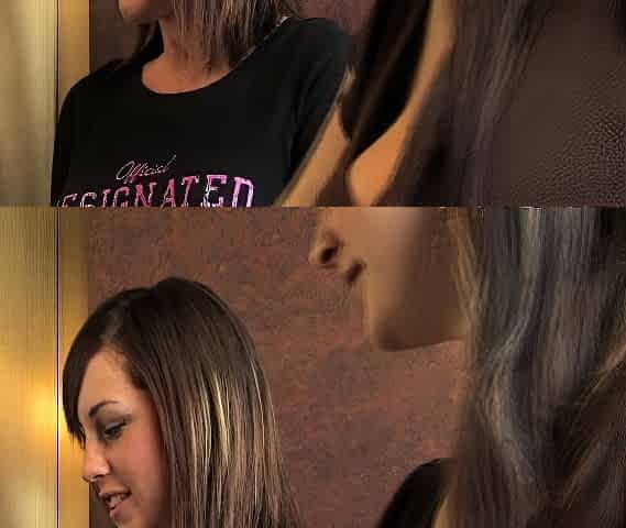 Two sexy brunette lesbians licking each others pussies