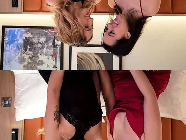 Blonde and brunette lesbians munch their asses