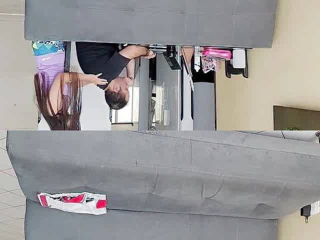 This accountant's stepdaughter masturbates after coming home from the gym whilst this guy works