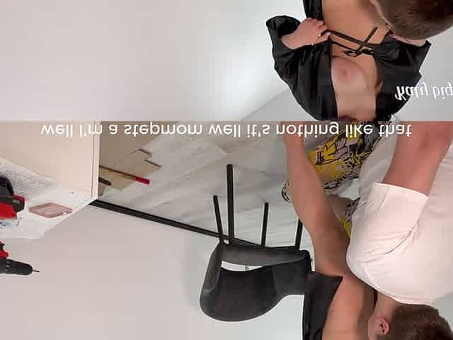 Horny Stepmom Power Step Stepson's Face in Pussy During Furniture Build