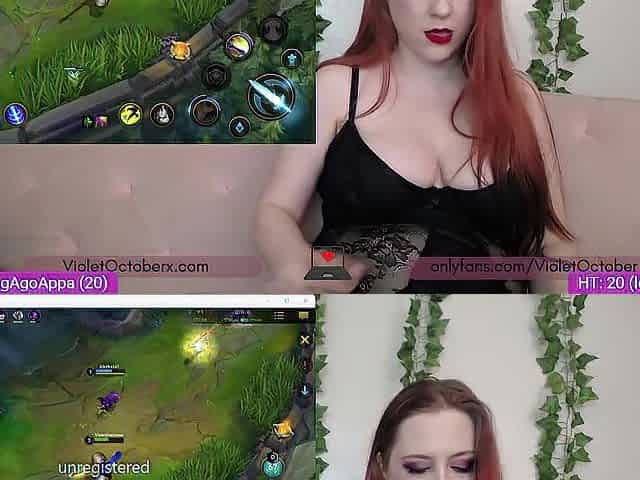 Nerdy Inked Camgirl Plays League of Legends in underware - Garen Wild Rift he-he