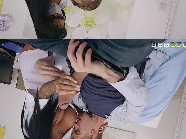Indecent nurse Candy Sexton gets her bazookas sucked - Brazzers