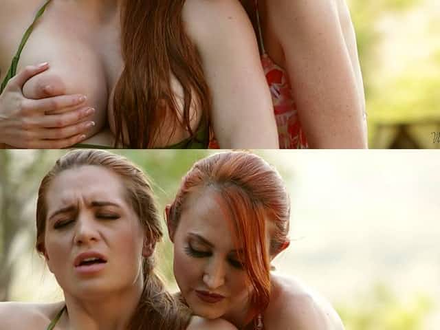 Bikini milfs with breathtaking big titties eat out pussy
