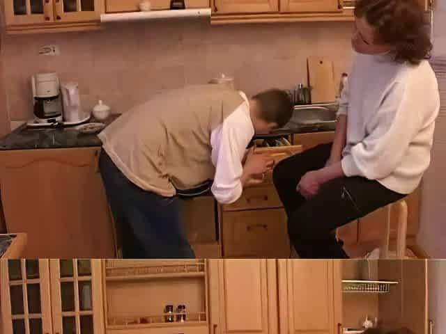 Mamma Catches stepson in kitchen