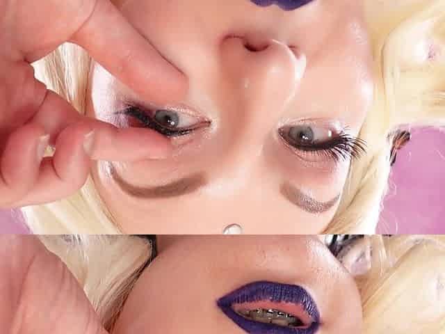 Make-up with scars in process - with liquid latex and cottonwool.