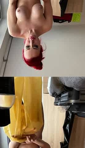 Latex slut solo anal masturbation