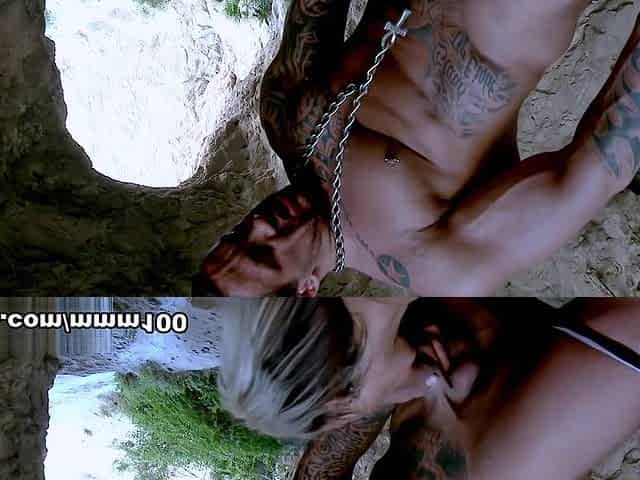2 busty sluts banged hard in their pussy in a cave - MMM100