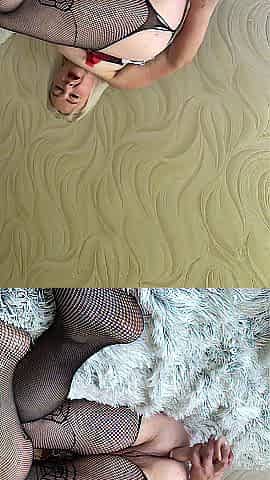 A dissolute old woman shows her smutty holes to the camera.