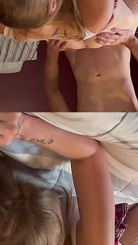 Blonde Girl Gets Her Pussy Covered in Cum