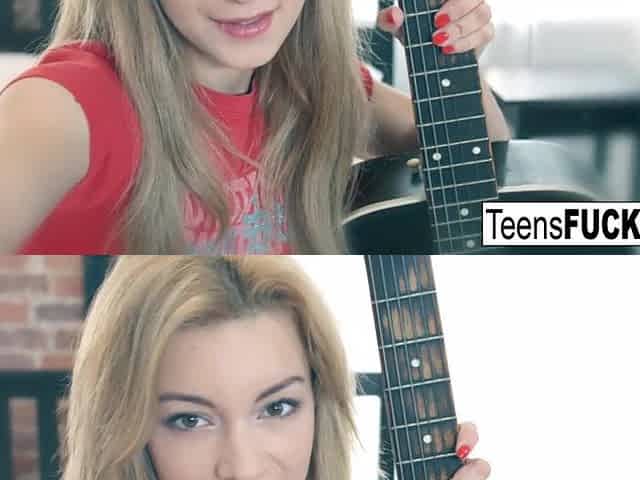 Golden-haired teen Sonia Pleasant gives him her enchanting butt