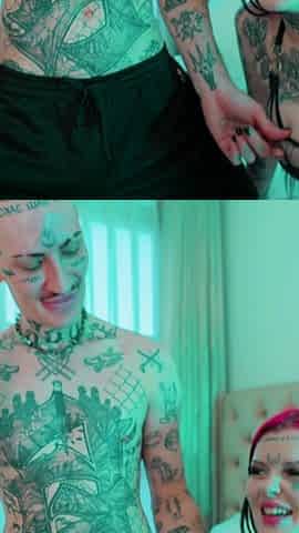 Tattooed Girls in a Rough Foursome - Gaping Anal, ATM & POV