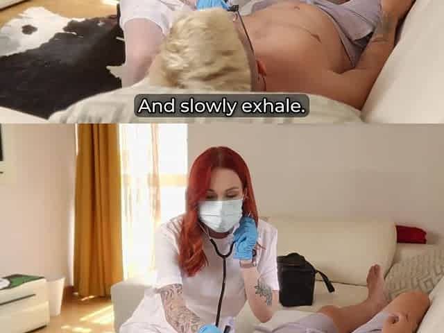 Nurse's Sexy Massage Turns Into A Risky Screw With Blue Gloves On