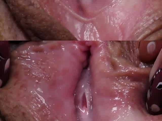 Naked virgin showing hymen in close-up