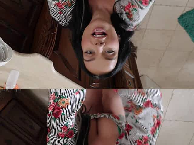 A busty brunette Payton Preslee seduces her guy with big boobs in pov style