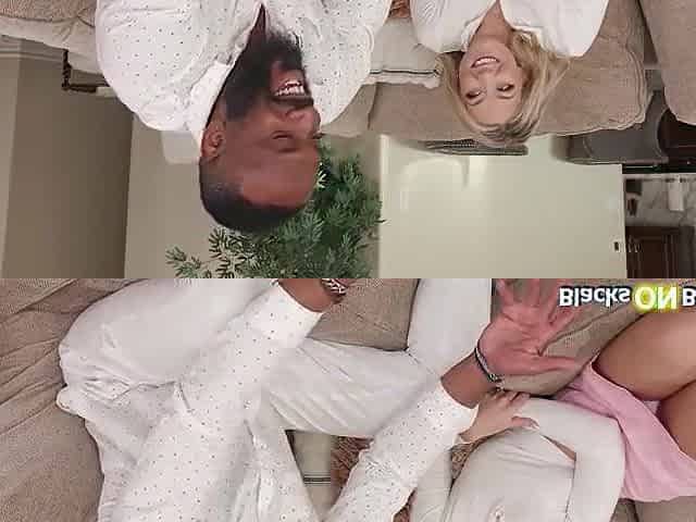 Large butt blond honey want to try her roommates large ebony wang