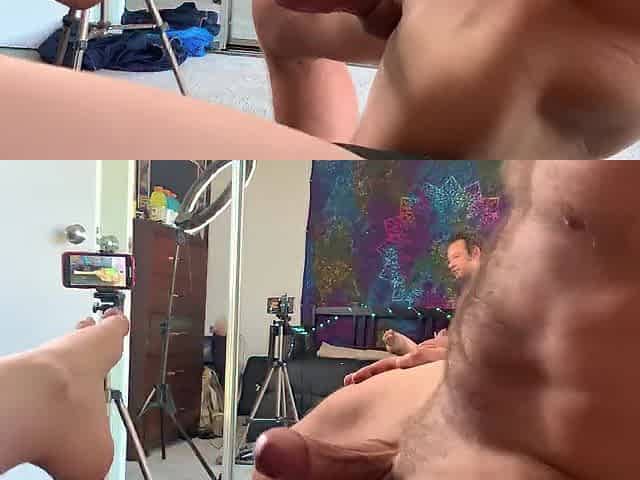 Blue eyed man looks unfathomable into your eyes as this guy makes u cum in his throat
