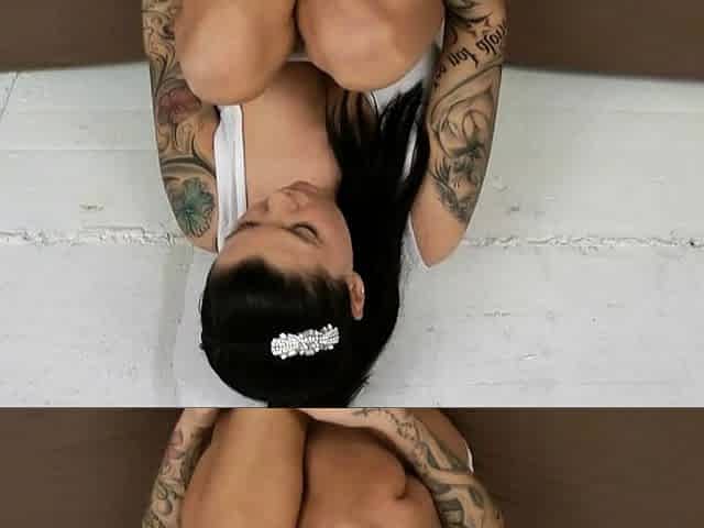 Brunette wife with big boobs gives blowjob