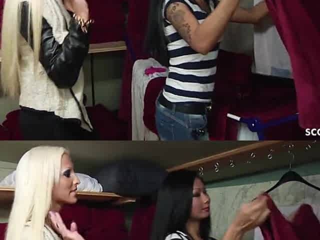 LESBO TEEN CAUGHT BY LICKING IN BACKROOM - GERMAN