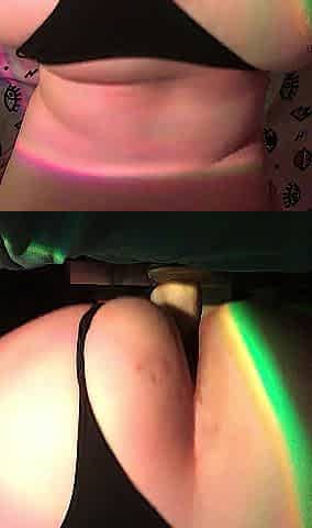 Corpulent booty wench rides vibrator in haunch high socks
