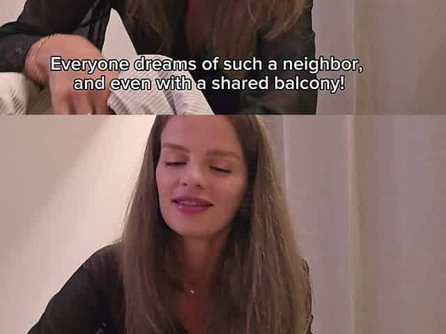 A Neighbor Came Through the Shared Balcony to My Bedroom While Her Husband Was at Home.