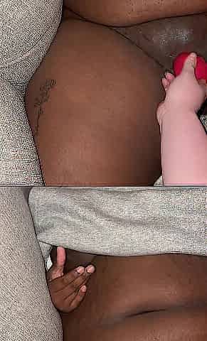 White fem makes man cum hard with rose toy