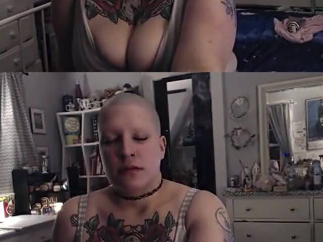 Fresh Faced Bald Babe Unwinds With Cigarette After Long Day