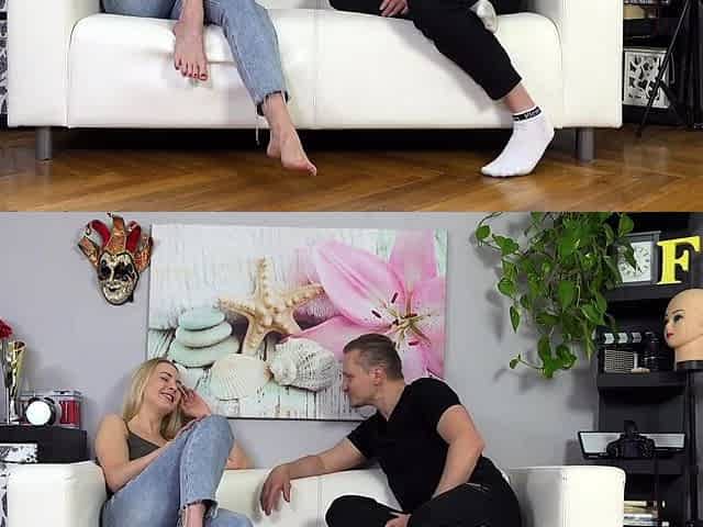 Blonde Casting Beauty Gives Sloppy Blowjob and Takes a